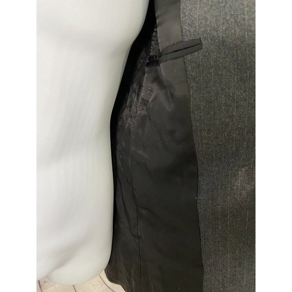 VTG Britches Of Georgetowne Dark Gray Wool Striped Two Button Blazer Jacket 38S - Picture 9 of 12